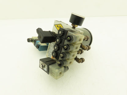 Bijur 247448 Pneumatic Oil Lubricator Pump 4-Inlets 1/2 Liter 24VDC Solenoid