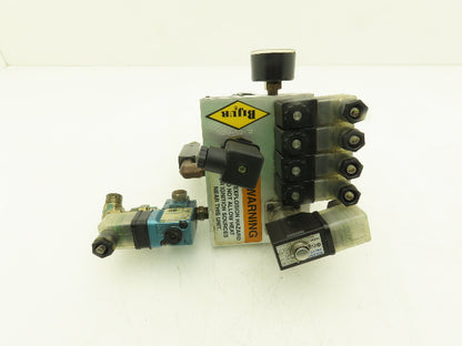 Bijur 247448 Pneumatic Oil Lubricator Pump 4-Inlets 1/2 Liter 24VDC Solenoid