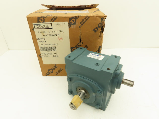 Dodge Tigear 2 20S25L Worm Gearbox 25:1 Reducer 70 RPM 1.11Hp LH 788 In-Lb