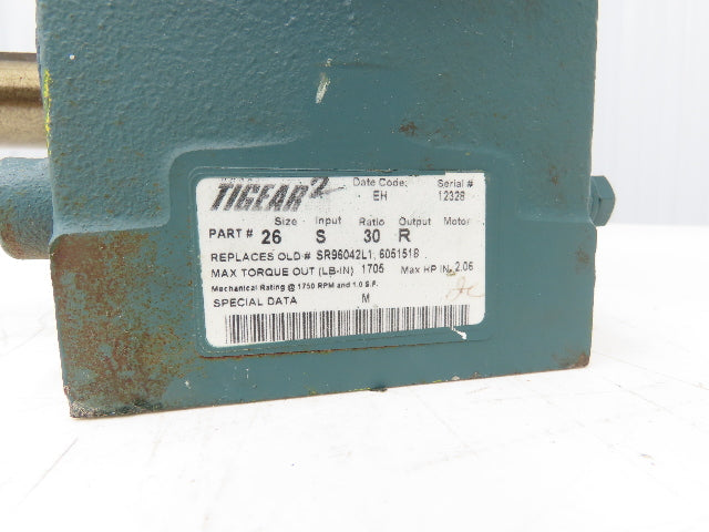 Dodge Tigear-2 26S30R Gearbox 30:1 Reducer 58rpm 2Hp 140TC RH Output 1705 in-lb