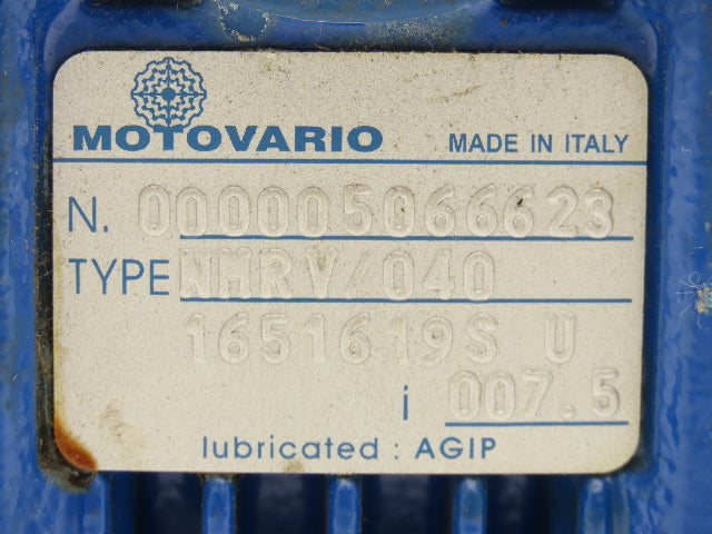 Motovario NMRV/040 Worm Gearbox 7.5:1 Reducer 56C Hollow Shaft