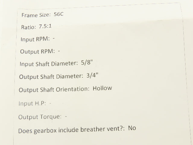Motovario NMRV/040 Worm Gearbox 7.5:1 Reducer 56C Hollow Shaft
