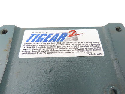 Dodge Tigear 2 26S20L Worm Gearbox 20:1 Reducer 88 RPM 2.7Hp LH 1673 In-Lb