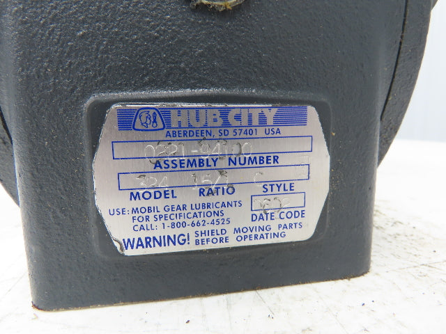 Hub City 324 Worm Gearbox 15:1 Reducer 6Hp 117rpm 180TC RH Output Style C