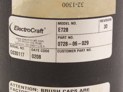 Reliance Electro-Craft E728 - 0728-06-029 DC Servo Brush Motor Encoder 594931-01