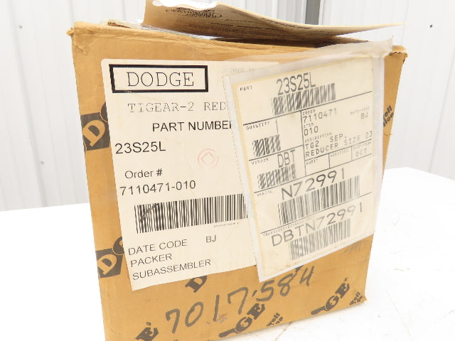 Dodge Tigear-2 23S25L Worm Gearbox 25:1 Reducer 70rpm 1.65Hp LH 1184 In-Lb