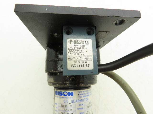 Bison 507-01-123 CNC DC Gearmotor 1/20Hp 90VDC 49:1 Ratio 37RPM Inline Assembly
