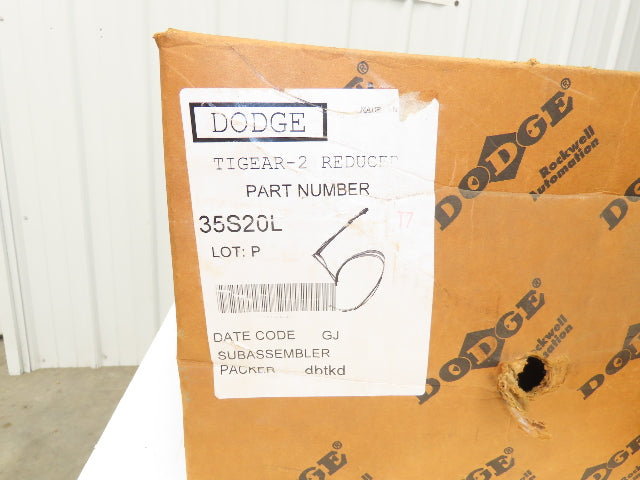 Dodge Tigear 2 35S20L Worm Gearbox 20:1 Reducer 88rpm 5.79Hp LH 3620 In-Lb