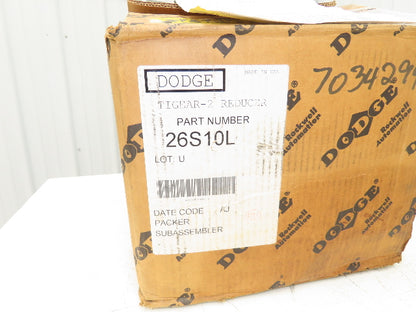Dodge Tigear 2 26S10L Worm Gearbox 10:1 Reducer 175rpm 4.8Hp LH 1576 In-Lb