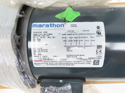 Marathon 56T17F15655A D456A Brake Motor 1Hp 1725 RPM 230/460V 3PH 56C TEFC