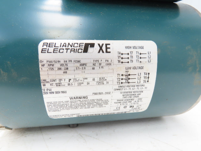 Reliance P56X1531H XE Motor 1Hp 1725 RPM 230/460V 3Ph 56C