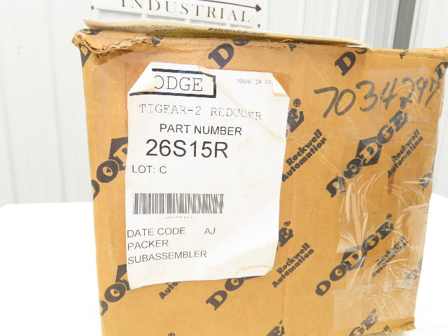 Dodge Tigear 2 26S15R Worm Gearbox 15:1 Reducer 116rpm 3.62Hp RH 1708 In-Lb