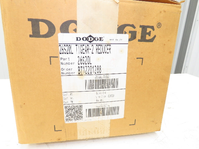 Dodge Tigear 2 26S20L Worm Gearbox 20:1 Reducer 88 RPM 2.7Hp LH 1673 In-Lb