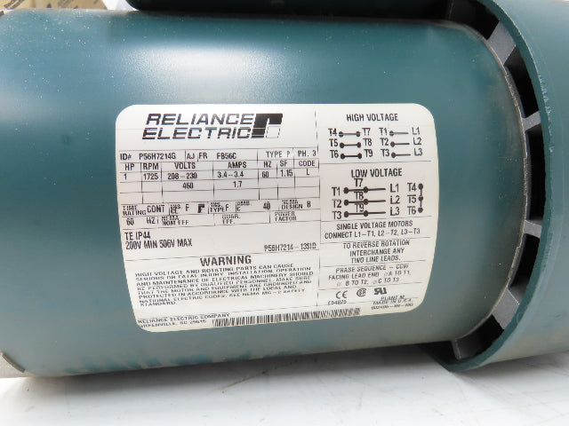 Reliance Dodge P56H7214G Brake Motor 1Hp 1725 RPM 230/460V 3PH FB56C D-Series