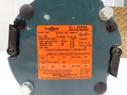 Reliance Dodge P56H7214G Brake Motor 1Hp 1725 RPM 230/460V 3PH FB56C D-Series