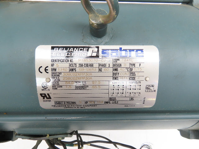 Reliance Sabre P18S3070-GJ AC Motor 5Hp 1740 RPM 208-230/460V 3PH 184TC TEFC