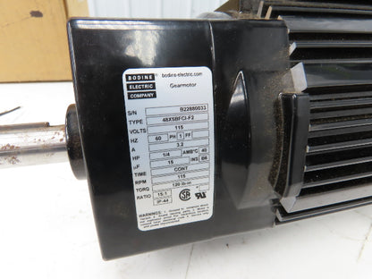 Bodine 48X5BFCI-F2 Gearmotor 15:1 Ratio 1/4Hp 115V 1PH 115 RPM Output