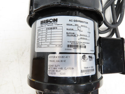 Bodine 014-248-2019 Gearmotor 19:1 Ratio 1/6Hp 115V 1PH 87 RPM Output