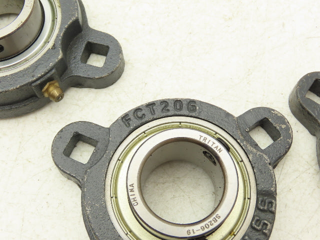 SST FCT206 Flange Mount Ball Bearing 1-3/16" Bore 3 Bolt Mount Lot of 4