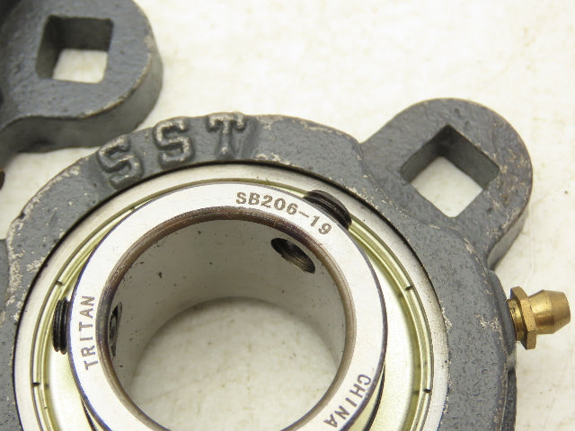 SST FCT206 Flange Mount Ball Bearing 1-3/16" Bore 3 Bolt Mount Lot of 4