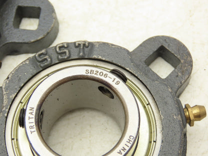 SST FCT206 Flange Mount Ball Bearing 1-3/16" Bore 3 Bolt Mount Lot of 4