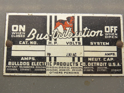 Bulldog Electric Safety Disconnect Switch Bus Plug 15Hp 60A 240V