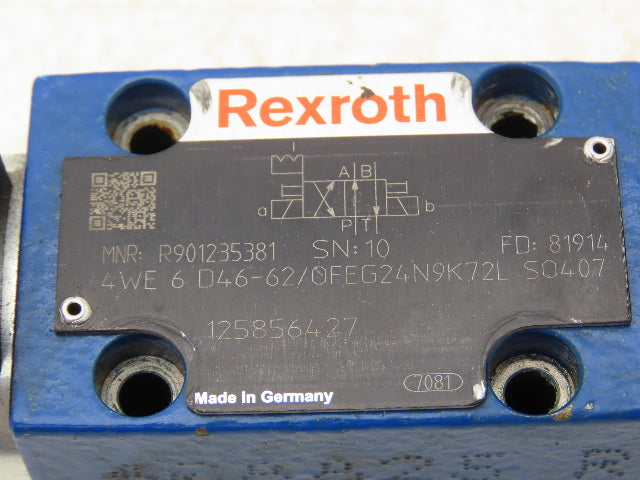 Rexroth 4WE6 D46-62/OFEG24N9K72L Hydraulic Directional Solenoid Valve 24VDC 4/2