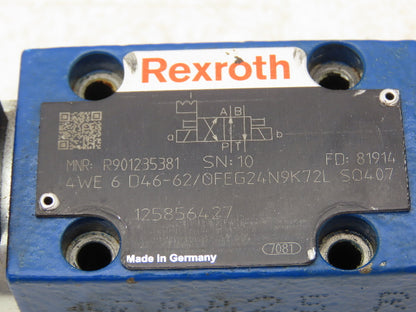 Rexroth 4WE6 D46-62/OFEG24N9K72L Hydraulic Directional Solenoid Valve 24VDC 4/2