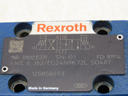 Rexroth 4WE6 J62/EG24N9K72L Hydraulic Directional Solenoid Valve 24VDC 4/3