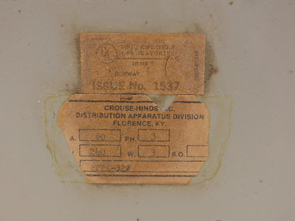 Crouse Hinds PFPL322 PFPL-322 Bus Plug 15Hp 60A 240V Safety Disconnect Switch