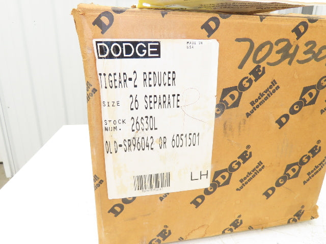 Dodge Tigear 2 26S30L Worm Gearbox 30:1 Reducer 58 RPM 2Hp LH 1705 In-Lb