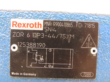 Rexroth ZDR 6 DP3-44/75YM Keyed Hydraulic Pressure Reducing Valve with One Key