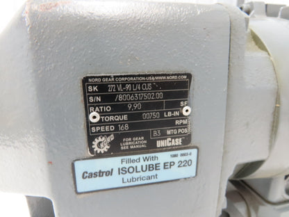Nord SK 272 VL-90 L/4 CUS Inline Gearmotor 9.9 Ratio 168 RPM 2Hp 230/460V
