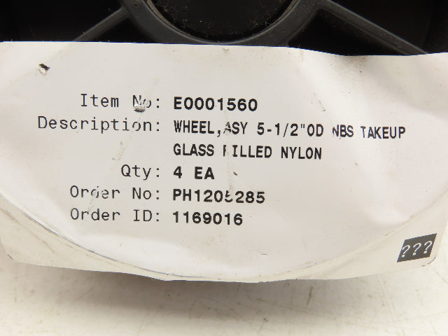 MHS E0001560 Take-up Wheel 5-1/2" OD Glass Filled Nylon 1/2" Hex Bore Lot of 3