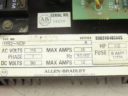 Allen Bradley 1362-NOF Printed Circuit Board Drive Control 115VAC In 90VDC Out