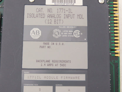 Allen Bradley 1771-IL Input Module 12 Bit Firmware B Series A