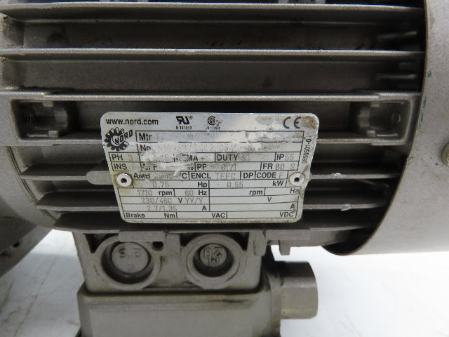 Nord SK 92372AZDB-80 S/4 CUS Gearmotor 24:3:1 70rpm .75Hp 230/460V Hollow Shaft