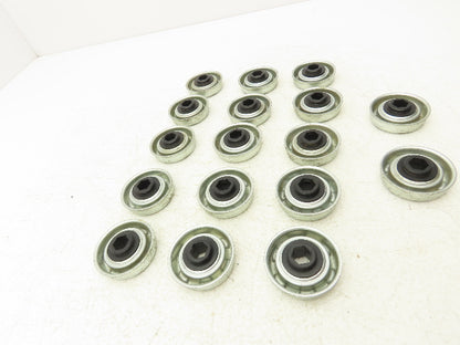Conveyor Roller/Bearing 1.78" OD 1.89" Flange OD x 7/16" Hex Bore Lot of 17