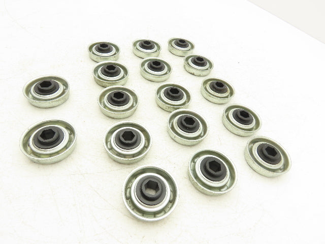 Conveyor Roller/Bearing 1.78" OD 1.89" Flange OD x 7/16" Hex Bore Lot of 17