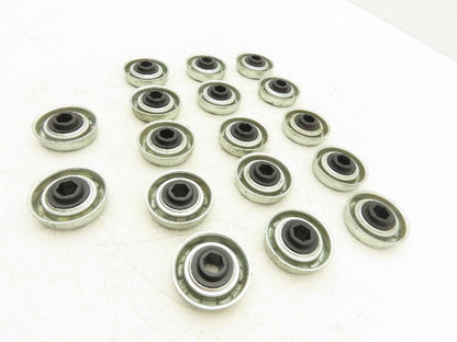 Conveyor Roller/Bearing 1.78" OD 1.89" Flange OD x 7/16" Hex Bore Lot of 17