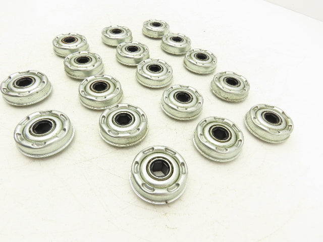 Conveyor Roller/Bearing 1.78" OD 1.89" Flange OD x 7/16" Hex Bore Lot of 17