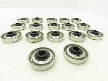 Conveyor Roller/Bearing 1.78" OD 1.89" Flange OD x 7/16" Hex Bore Lot of 17