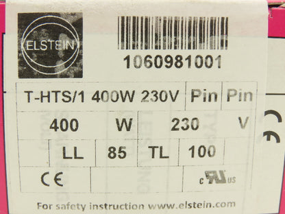 Elstein 1060981001 T-HTS/1 Ceramic Infrared Radiant Heater 400W 230V Lot of 2