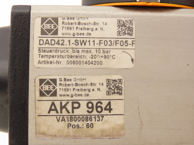 BEE DAD42.1-SW11-F03/F05-F 1/4 Turn Actuator w/ 1/2" NPT Ball Valve AKP 964