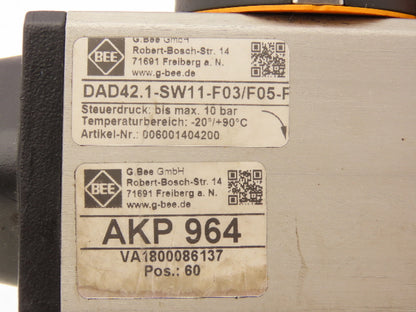BEE DAD42.1-SW11-F03/F05-F 1/4 Turn Actuator w/ 1/2" NPT Ball Valve AKP 964