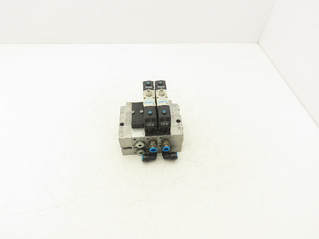 Festo VSVA-B-P53E-H-A1-1R5L 2 Solenoid Valves w/ 3-Valve Manifold 24VDC 1/2"NPT