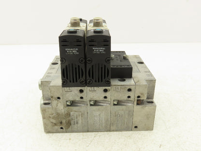 Festo VSVA-B-P53E-H-A1-1R5L 2 Solenoid Valves w/ 3-Valve Manifold 24VDC 1/2"NPT