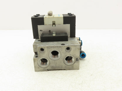 Festo VSVA-B-P53E-H-A1-1R5L 2 Solenoid Valves w/ 3-Valve Manifold 24VDC 1/2"NPT