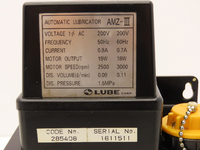 Lube Corp 285408 AMZ-III Automatic Lubricator Pump Oiler 1.8 Liter 200V 1Ph