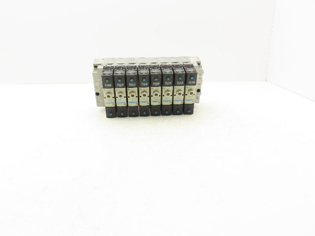 Festo VSVA-B-P53E-H-A1-1R5L 8 Solenoid Valves w/ Manifold 24VDC 1/2"NPT